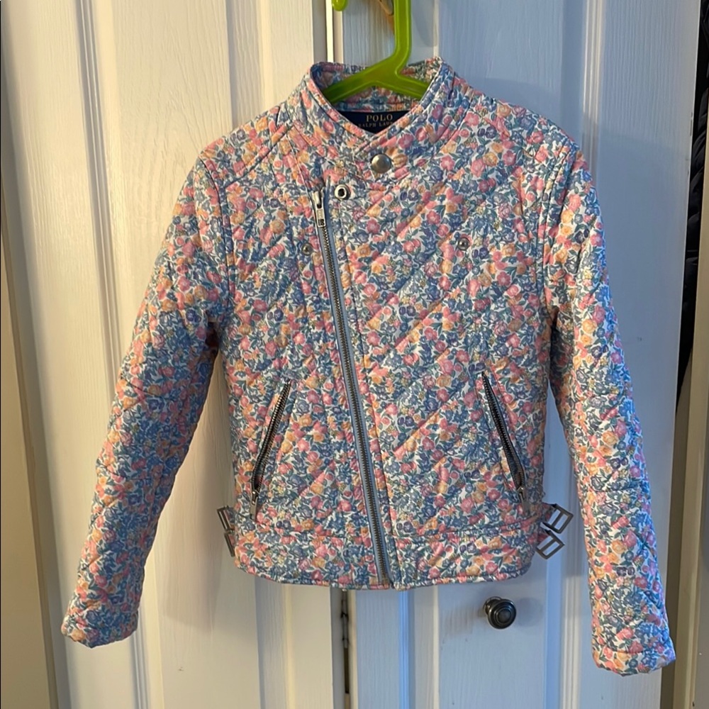 Polo Ralph Lauren Girls’ Floral Quilted Biker Jacket – Like New